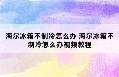 海尔冰箱不制冷怎么办 海尔冰箱不制冷怎么办视频教程